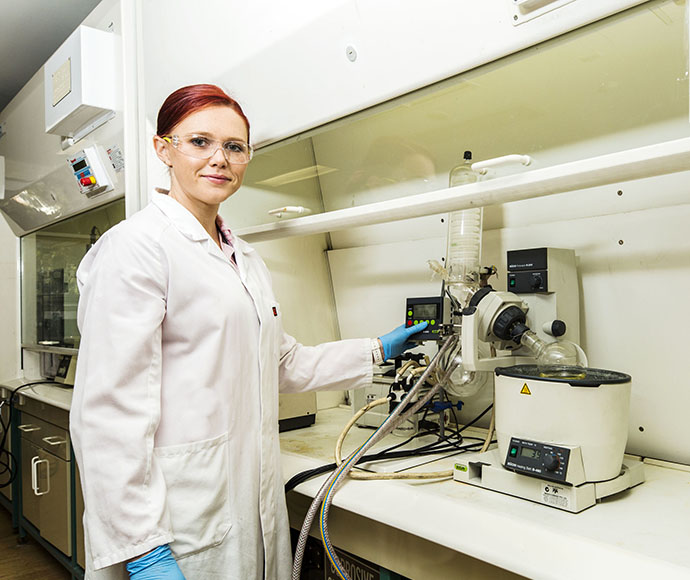 Preparing samples for environmental forensics analysis. Rotary evaporator. Removing solvent from a sample following an extraction