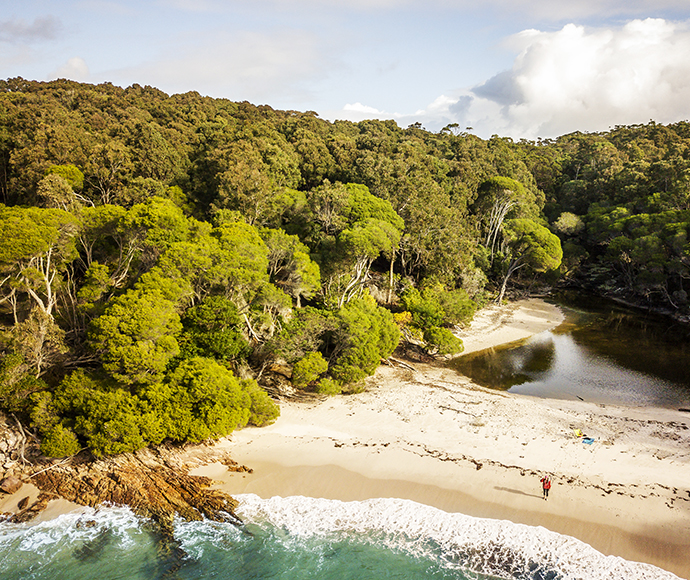 Aerial images, Bittangabee campground, Ben Boyd National Park