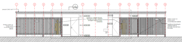 Architectural drawing of the proposed amenities building