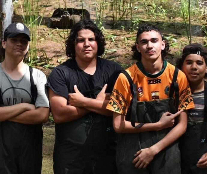 Bittern Bird expedition, Deniliquin High School. From left to right: Coby Smith, Kobi Baxter and Isaac Wilson.