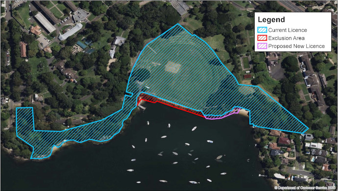 Map showing the council's proposed new license area in Parramatta River Regional Park