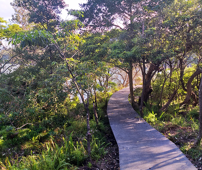 Completed track work between the 1801 Battery and Obelisk Beach