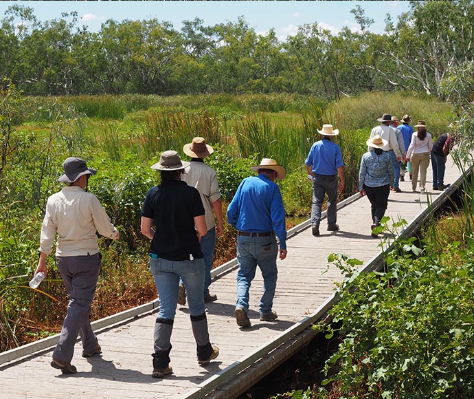 The EWAG tours the Burrima boardwalk in the northern Macquarie Marshes