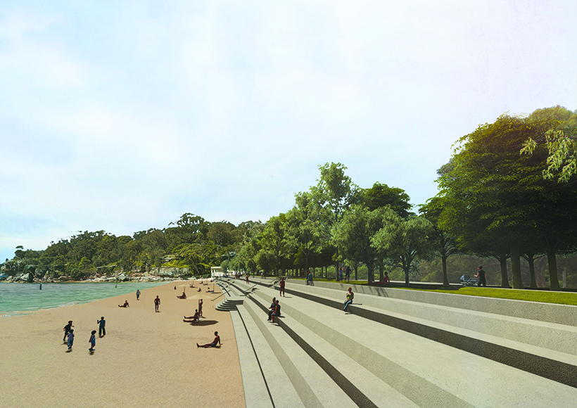 Nielsen Park seawall facing east from western end, Sydney Harbour National Park